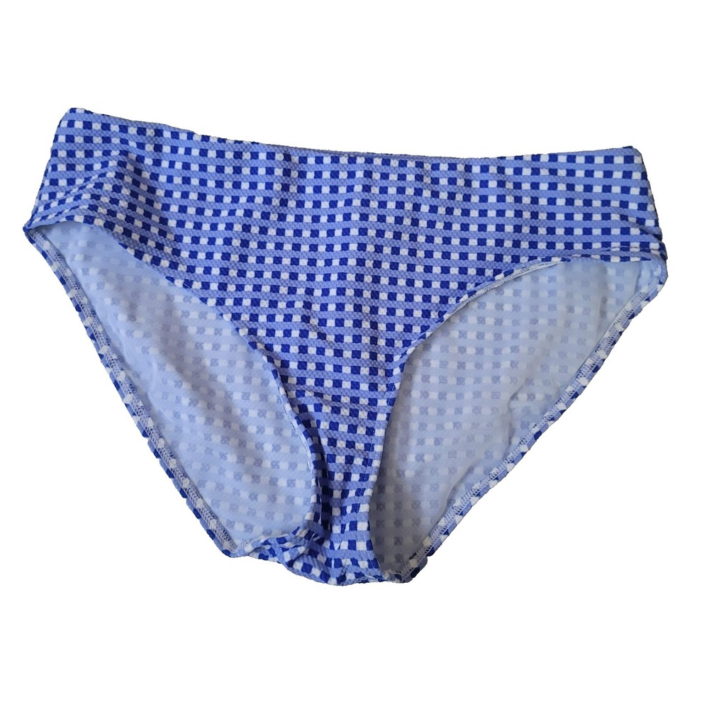 Sea Level Swim Bikini‎ Bottom Womens 10 Blue Check High Waist Textured Resort
